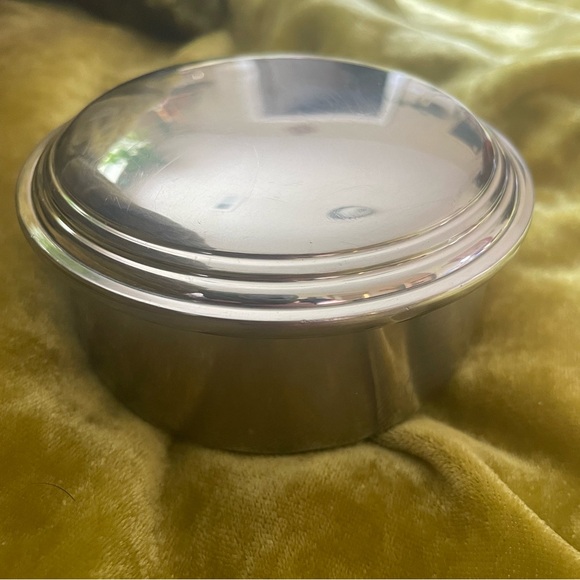 Vintage MCM Schroths Pewter Jewelry Box marked 20 chrome ring box trinket dish - Picture 5 of 9